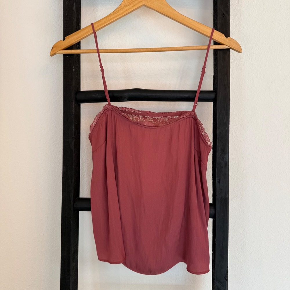 Free People Red Lace‎ Trim Cami Tank Top Women's Size Small